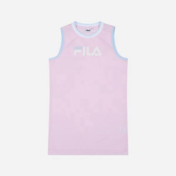 Fila Mesh Sleeveless Women's Dresses - Pink,NZ 361-24031